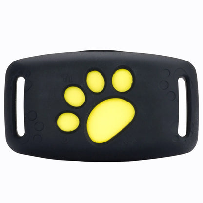 Waterproof GPS pet tracker in black, sky blue, pink, and grass colour options showing compact 65.5mm design