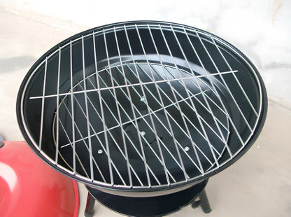 Spherical barbecue stove with 34.2cm cooking surface and black red finish