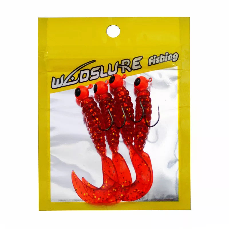 Soft Bait Bionic Fake Lead Head Hook Fishing Tackle with curling tail