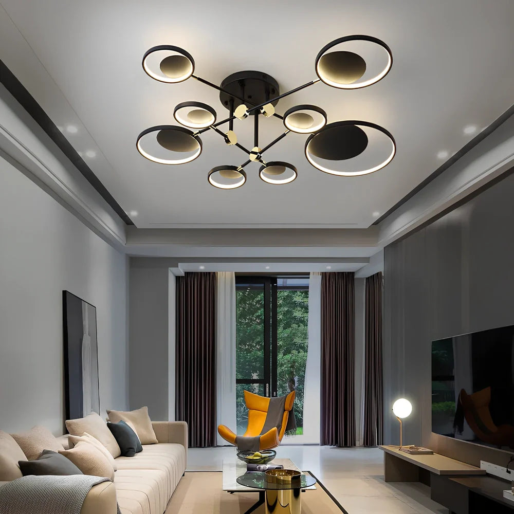 Nordic molecular glass ceiling light with adjustable height and three-colour LED options