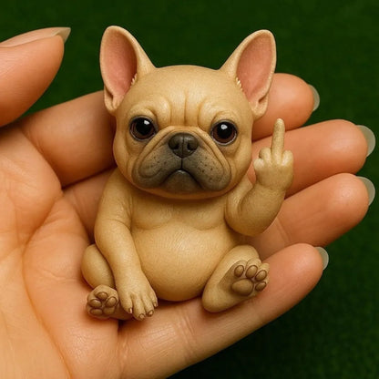 Mini resin animal doll with middle finger gesture, 6-7cm tall, in cat, dog, elephant, frog, Highland cattle, mouse, or turtle design