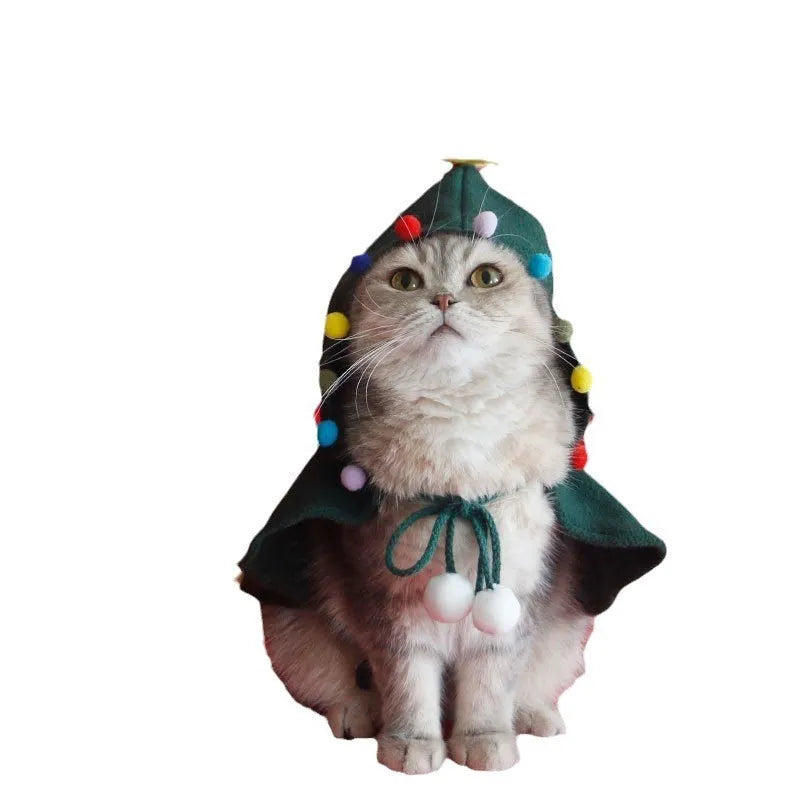 Pet Christmas cloak for dogs and cats, winter warm shawl cape made from polar fleece material, available in S, M, L, and XL sizes with red, antlers pattern, green, and plaid hooded designs for festive seasonal pet wear