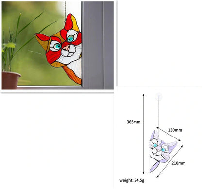Colorful PVC cat window sticker with double-sided design for home and car decoration