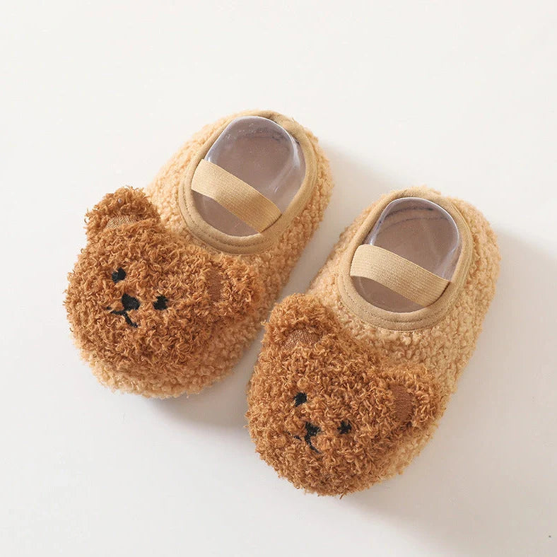 Baby floor socks with cartoon patterns, silicone non-slip dots on soles, in KN2200 blue colour
