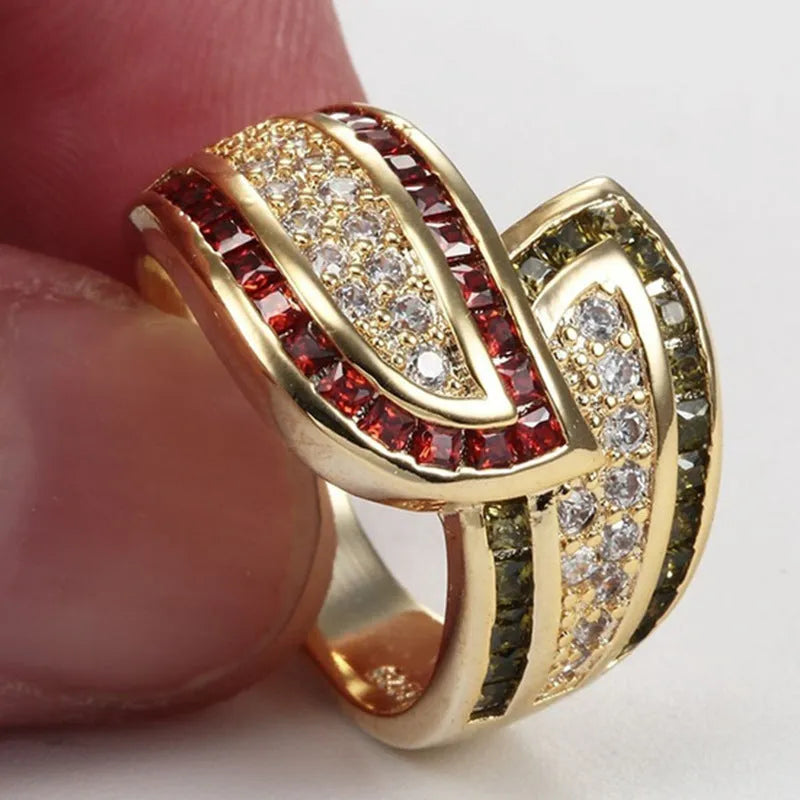 Peridot ring for women in gold alloy with adjustable sizes from 6 to 10, a fashion jewellery piece with synthetic peridot stone suitable for everyday wear and gifting