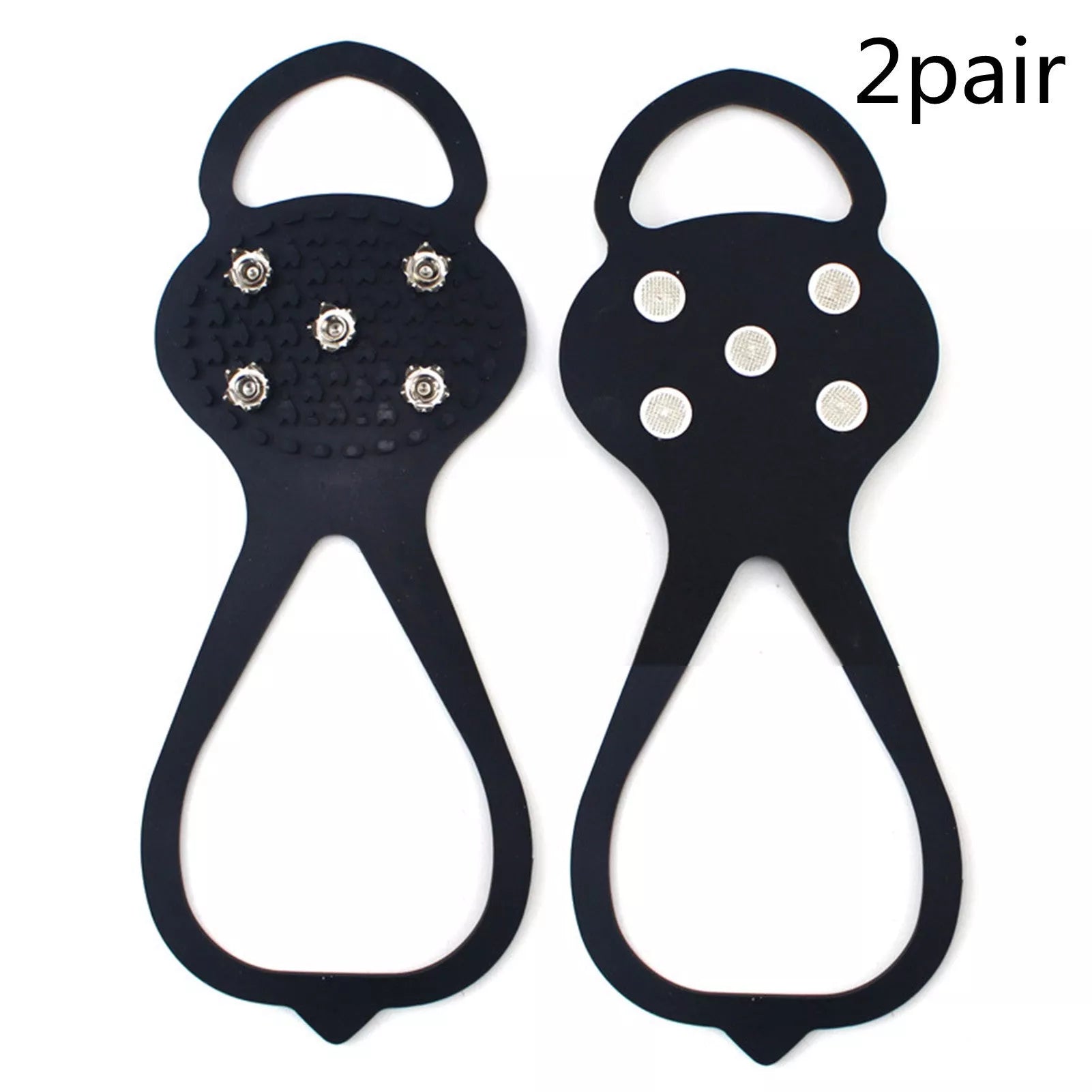 Unisex 5-toothed ice grippers for shoes, featuring durable rubber and steel teeth for superior traction on ice and snow.