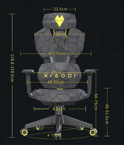 Ergonomic esports gaming chair with rotating armrests and built-in foot pedal in mesh fabric