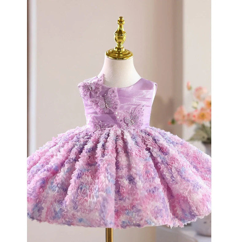 Purple multi-layer pettiskirt for girls with height options from 80cm to 150cm