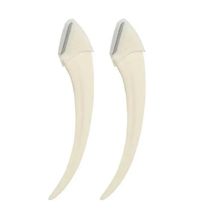 White or pink eyebrow trimming knife with curved comb for eyebrow shaping and hair removal