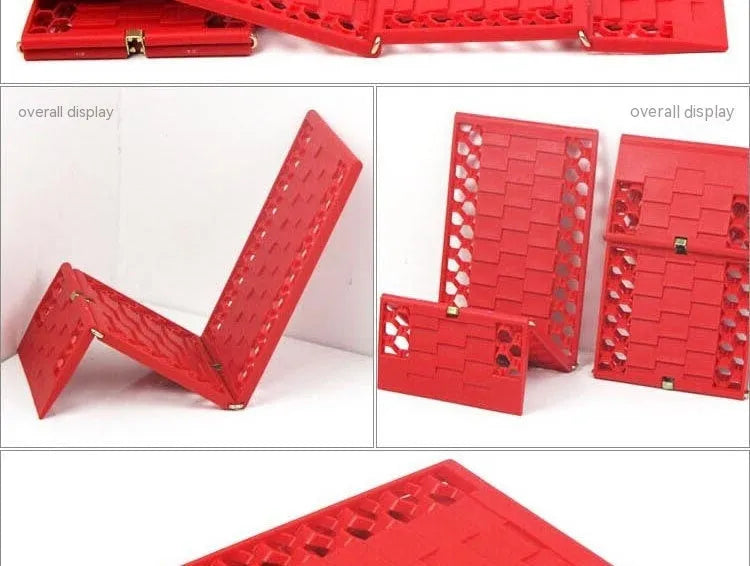 Pair of orange folding anti-slip car rescue boards for snow and mud recovery