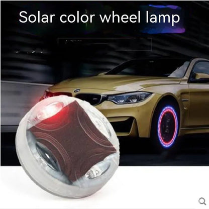 Solar-powered LED valve stem light for car tyres with colour adjustable modes