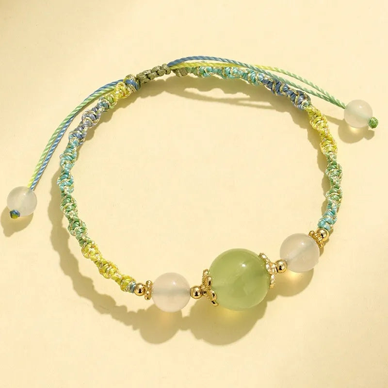 Hand-woven white agate couple bracelets with gemstone beads in three colour options