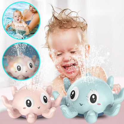 Automatic water spray bath toys with colorful LED lights for fun and engaging bath time experience