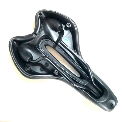 Bicycle cushion with thickened silicone saddle, spring suspension, and PU leather surface on bicycle seat post