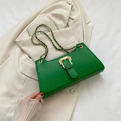 Women's PU small square crossbody shoulder bag with single strap, sandwich pocket, and phone bag in black, white, green, orange, or rose pink