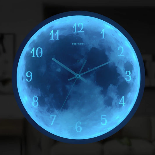 12-inch sound control luminous wall clock with LED illumination and multiple metal frame colour options