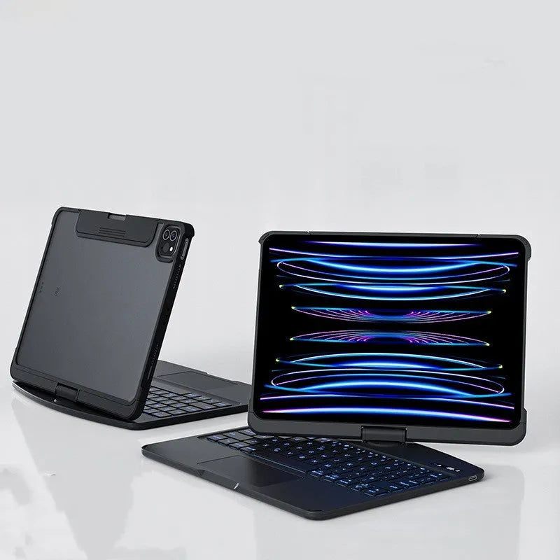 Transparent protective case with integrated wireless keyboard for iPad Pro and iPad Air tablets