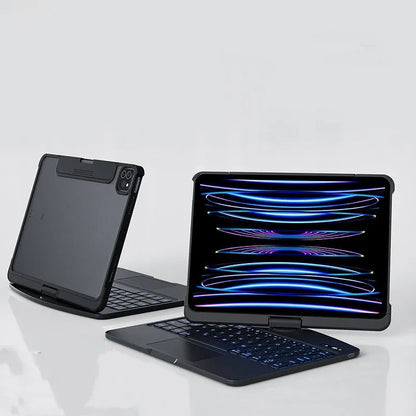 Transparent protective case with integrated wireless keyboard for iPad Pro and iPad Air tablets