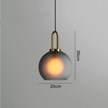 Nordic glass ball chandelier with adjustable height mechanism and frosted soot glass components