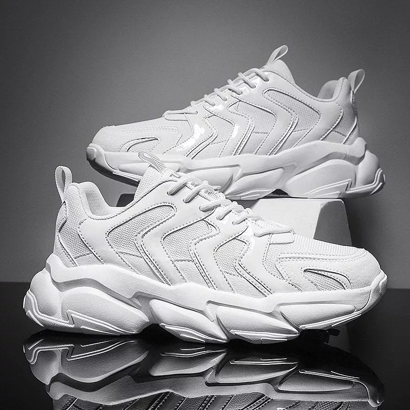 Black Increased Mesh Tide Sports Casual Shoes with breathable PU upper and rubber sole