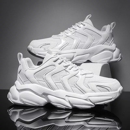 Black Increased Mesh Tide Sports Casual Shoes with breathable PU upper and rubber sole