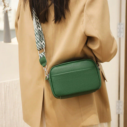Fashionable crossbody bag with stylish rhombus embroidered shoulder strap in various color options