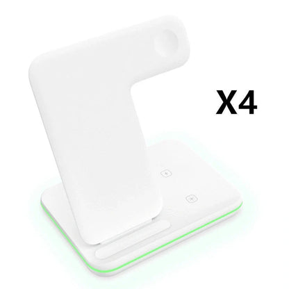 3-in-1 wireless charger for phone, watch, and headset in black and white