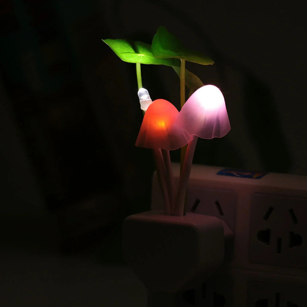 Color LED Mushroom Light with sensor in pink, yellow, and purple