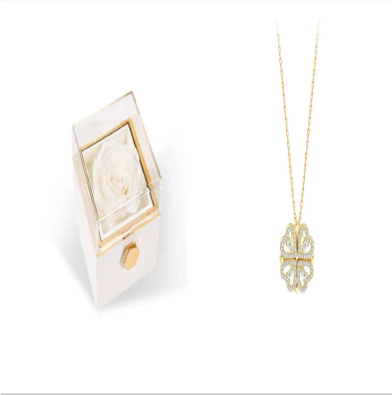 Elegant four-leaf clover necklace with magnetic and detachable design for versatile styling