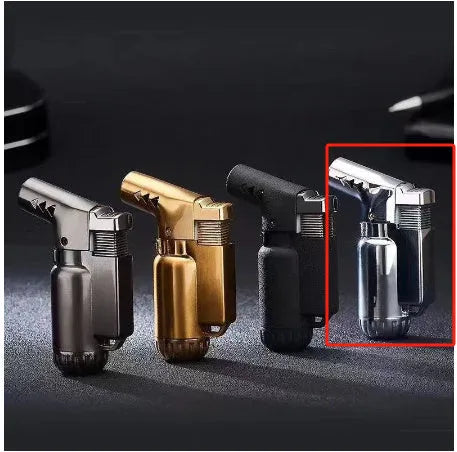 Full metal windproof lighter with straight punch design in black, gold, grey or silver finish