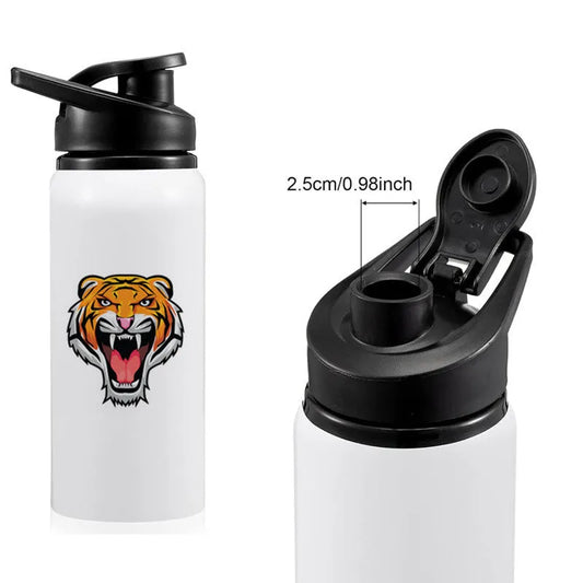 White aluminium cycling water bottle with 600ml or 750ml capacity options for sports hydration