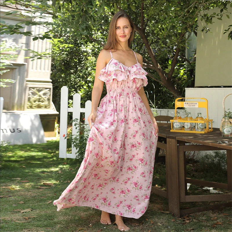 Stylish women's printed polyester dress in green, perfect for casual and formal occasions