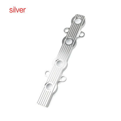 Aluminium alloy car engine wiring harness housing in blue, red, and silver colours