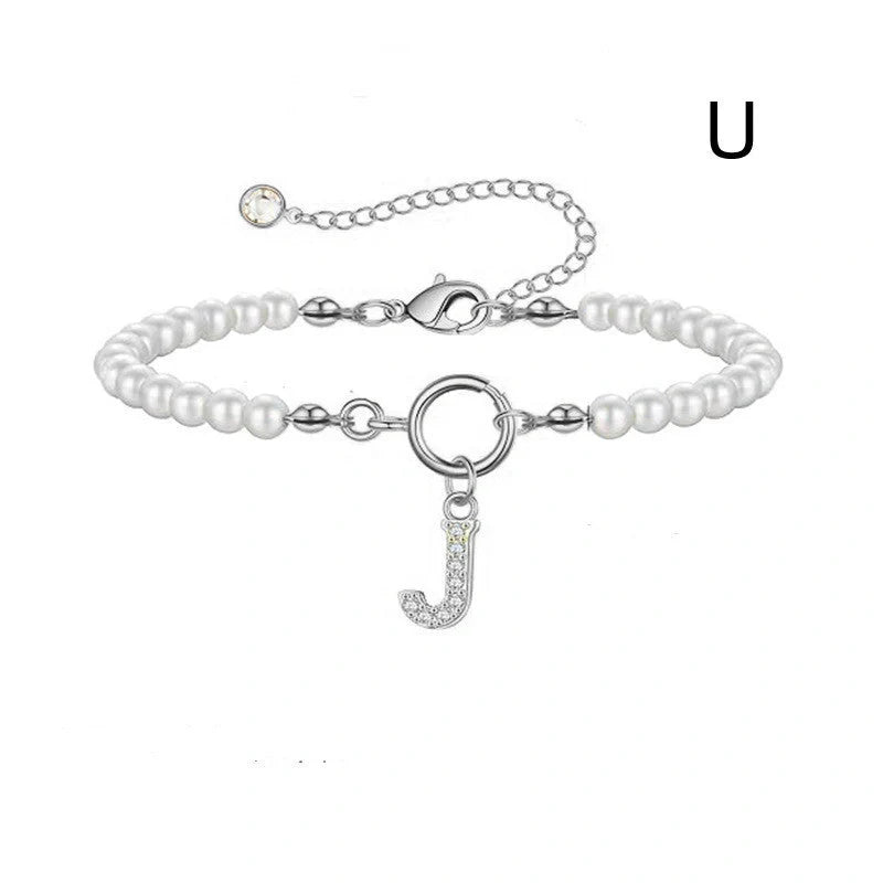 2024 fashion initial pearl bracelet for women with toggle clasp