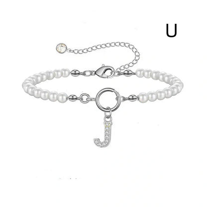 2024 fashion initial pearl bracelet for women with toggle clasp