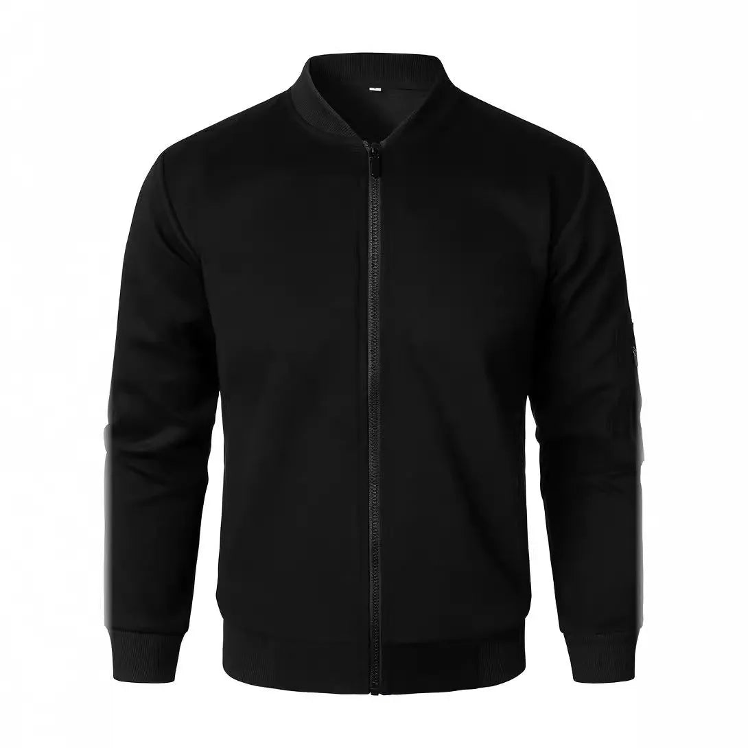 Men's loose fit knitted jacket in black, blue, or grey with long sleeves and cotton fabric