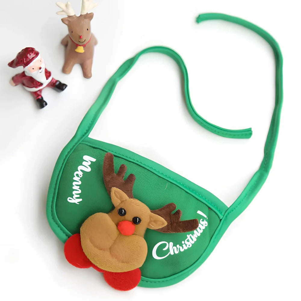 Christmas pet hat and saliva towel set with deer design for dogs and cats up to 15kg