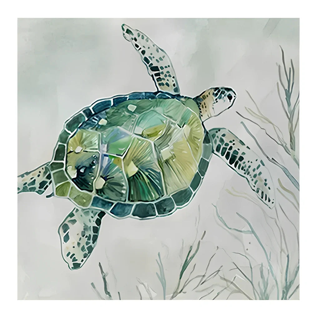Turtle canvas wall art poster showing square format with turtle imagery, available in multiple sizes