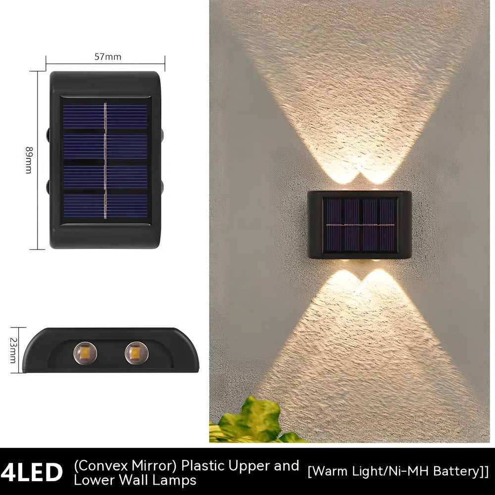 Flower-shaped solar wall lamp with 4 LED bulbs for outdoor garden lighting