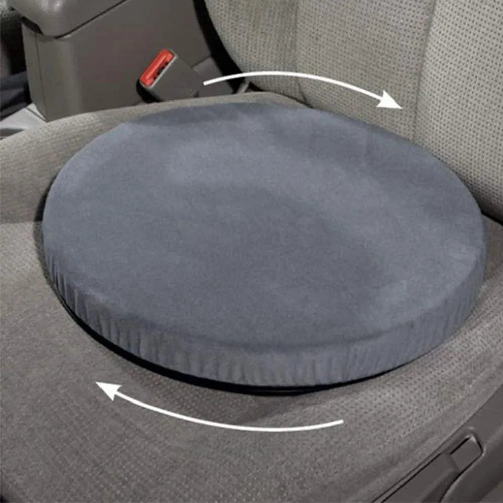 360-degree rotating car seat cushion with 6cm thick slow rebound sponge and non-slip base, 40cm diameter