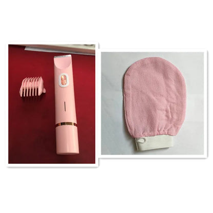 Pink 2-in-1 women's electric body hair shaver and trimmer for private pubic hair grooming
