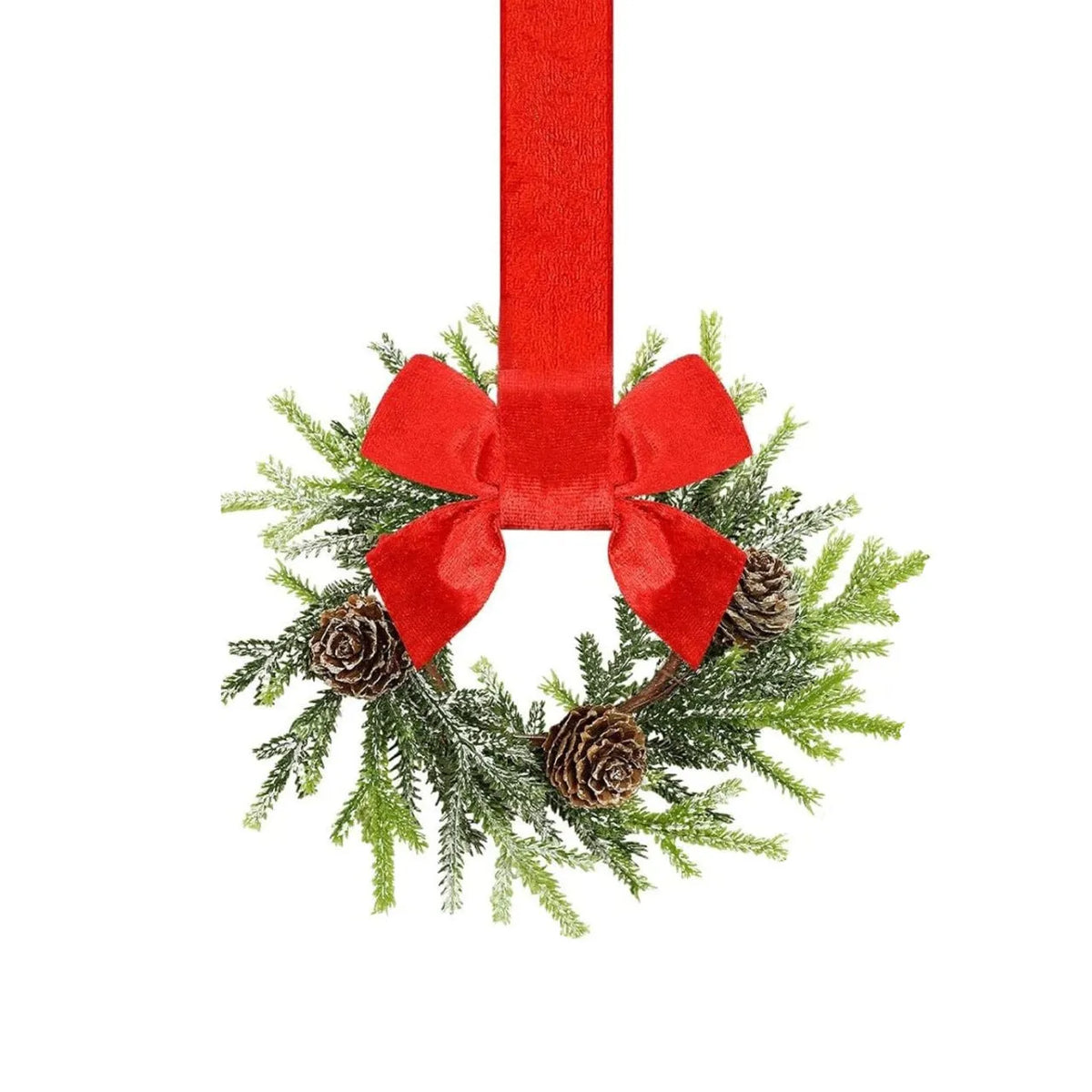 Handmade plastic Christmas garland with bowknot ribbon design, available in seven colour and motif options