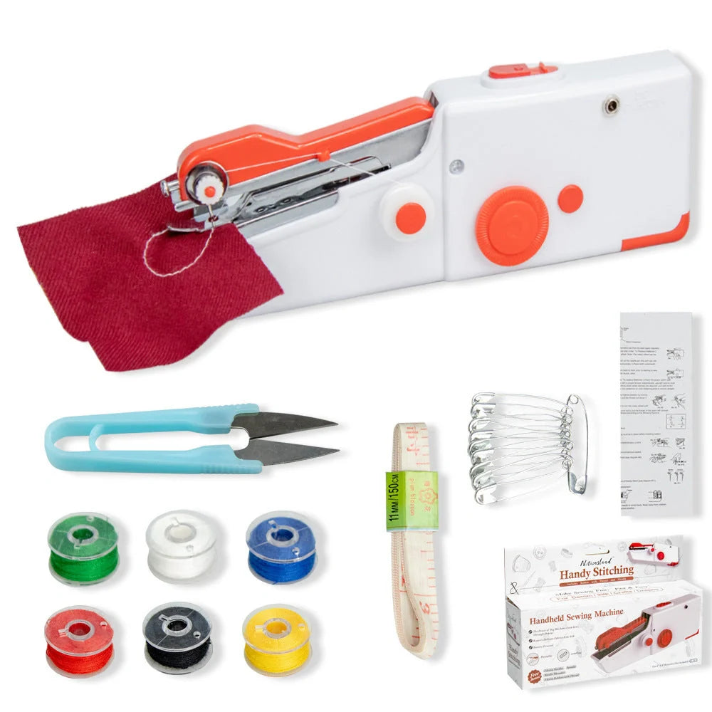 Portable Mini Hand Sewing Machine for quick fabric repairs, cordless operation, compact design