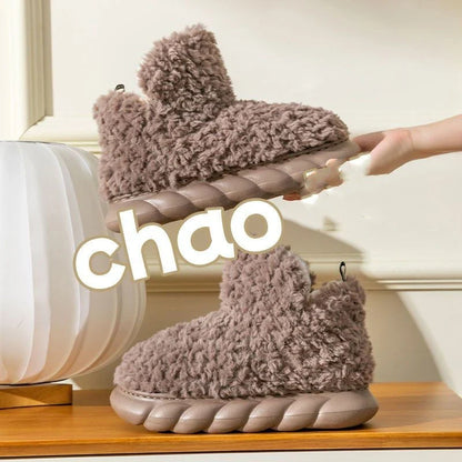 Cozy indoor and outdoor winter slippers with comfortable heels, available in a variety of colors including white, pink, khaki, green, and curry.