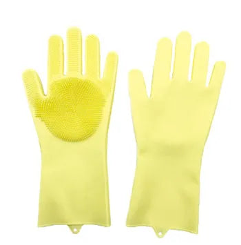 FDA food grade silicone kitchen cleaning gloves with orange colour and 357mm length