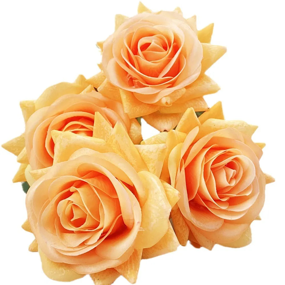 Artificial silk touch rose with fabric petals, approximately 42cm long, in a selection of colours