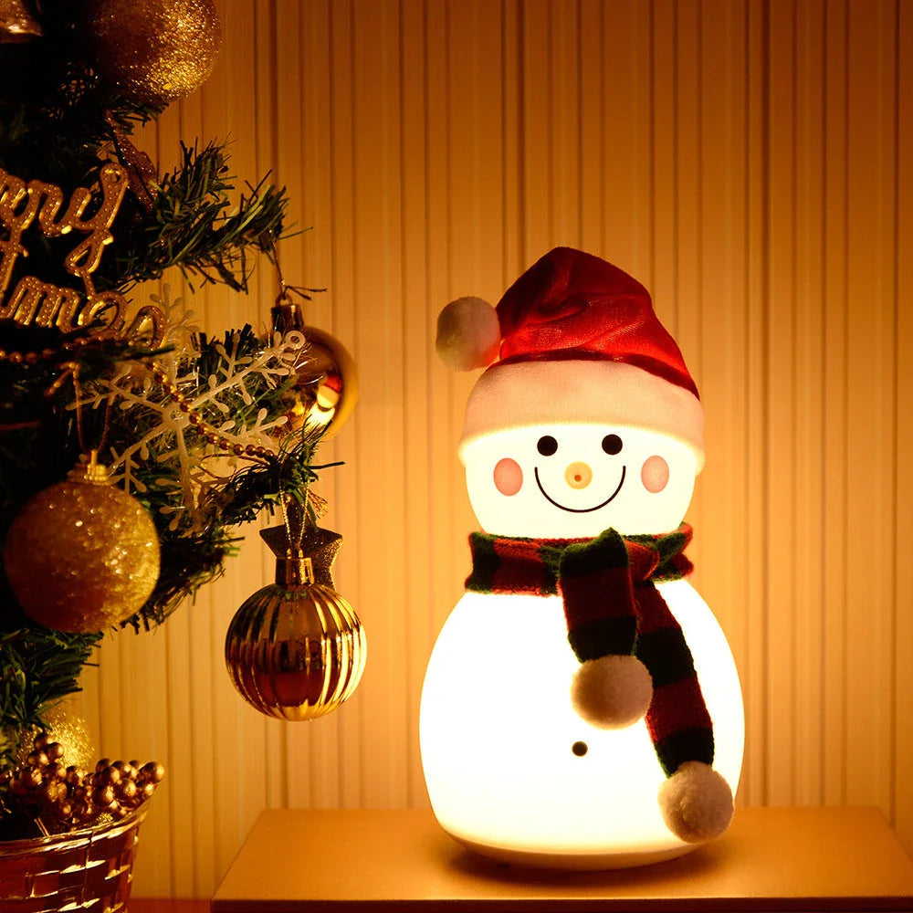Snowman-shaped night light with soft, color-changing glow for festive home decor