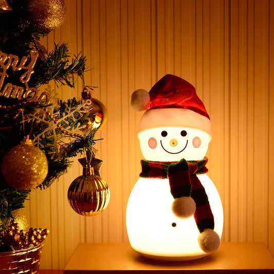 Snowman-shaped night light with soft, color-changing glow for festive home decor