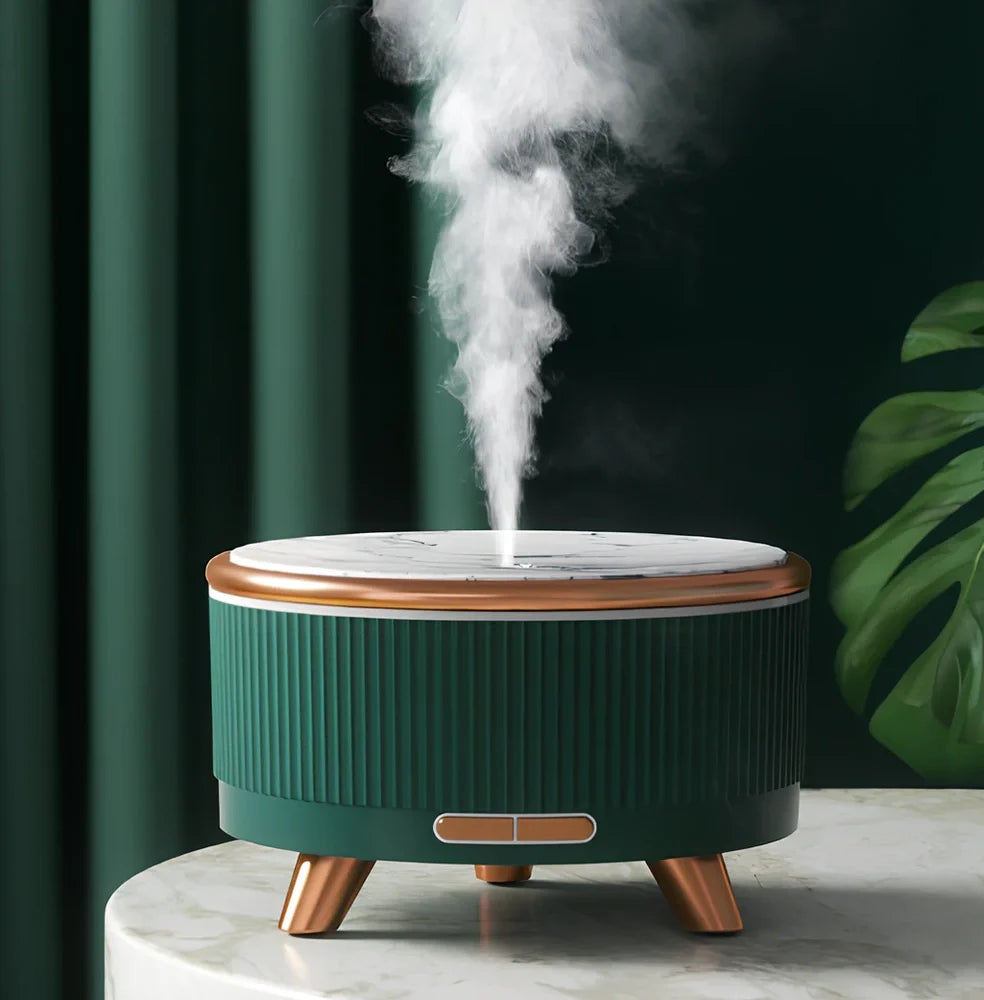 Cylindrical black USB bedroom humidifier with 500ml tank and timer for 10-20 sqm coverage