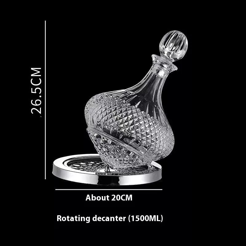 Gold Crystal Rotating Gyro Wine Decanter with 1.5L capacity and 360° rotating design